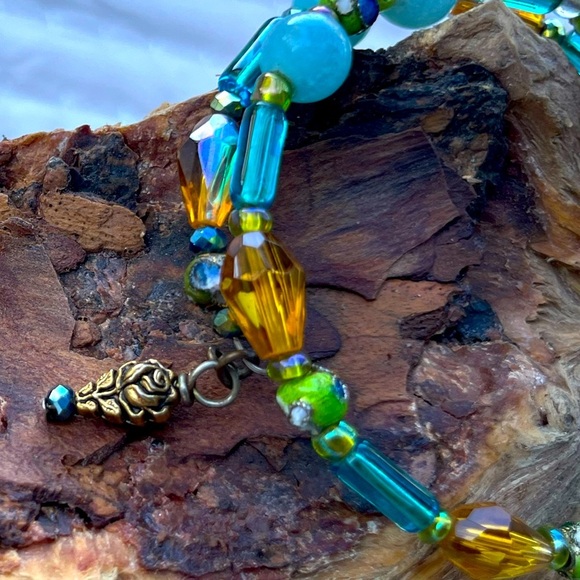 Petite Artisan Bracelet Vintage Beads • Green Cloisonné - Picture 3 of 6